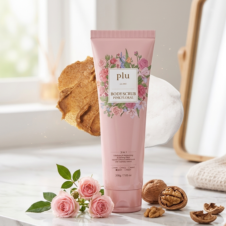 🌸 plu – Body Scrub Pink Floral, 200g